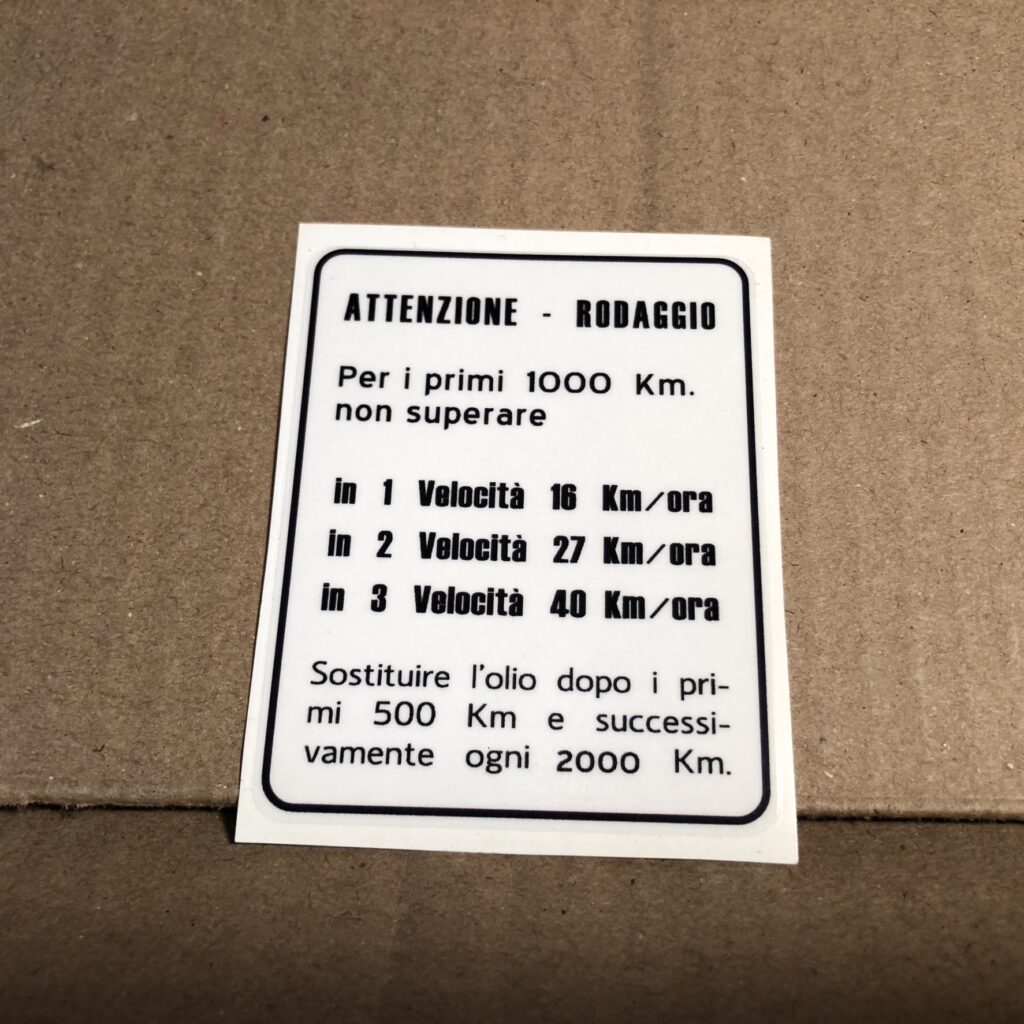 Decalca Serbatoio Rodaggio Motom 48
